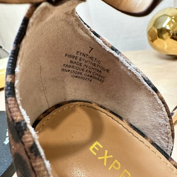 Express Open Toe Ankle Strap Leopard Print Heels Size 7 - Picture 5 of 7